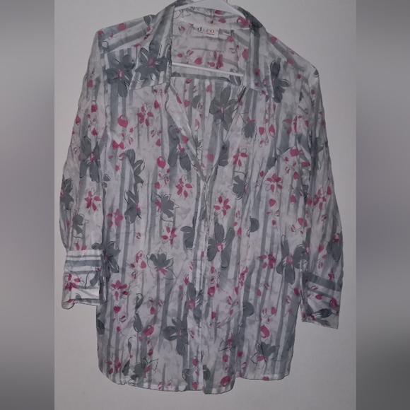 D&Co. Women Long Sleeves Blouse Top Floral Print Size L - Picture 1 of 1